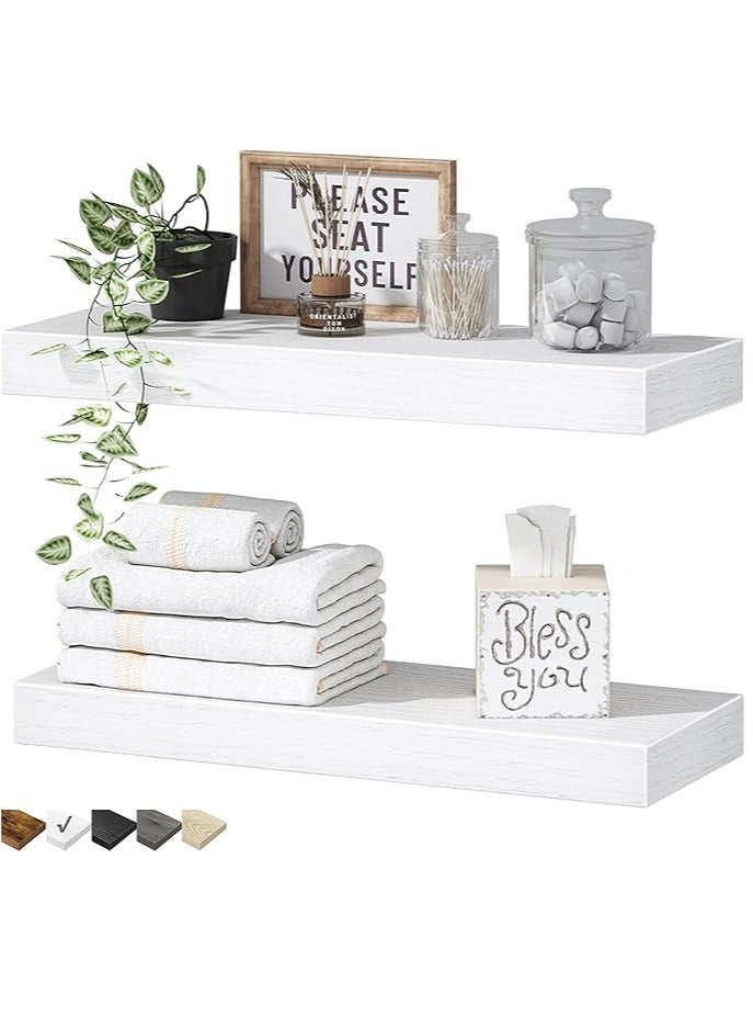 Arabest Bathroom Floating Shelves for Wall - 15.7" Wall Mounted Shelf Over Toilet Farmhouse Home Decor Display Bookshelf Small 15.7 x 6.7 inch Set of 2 - Image 1